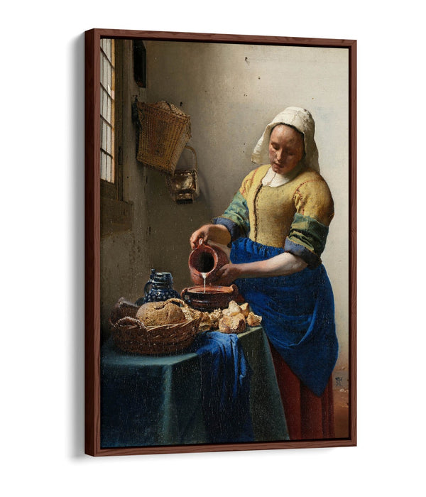 Float Effect Canvas Art - Johannes Vermeer The Milkmaid Premium Wall Print
