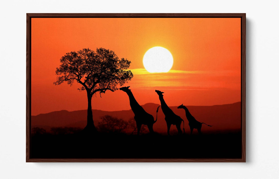 Safari Canvas Wall Art – African Landscape With Giraffes | Float Effect Print