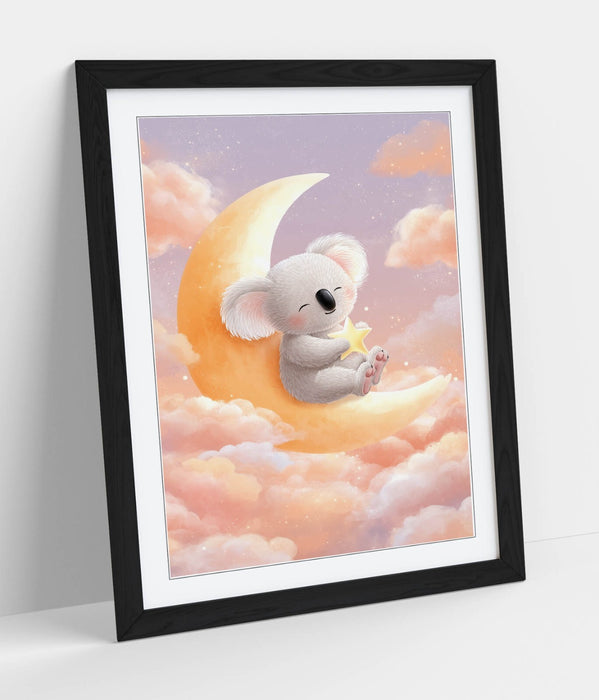 Baby Koala Wall Art – Framed Kids Bedroom Poster | Nursery Room Decor Print
