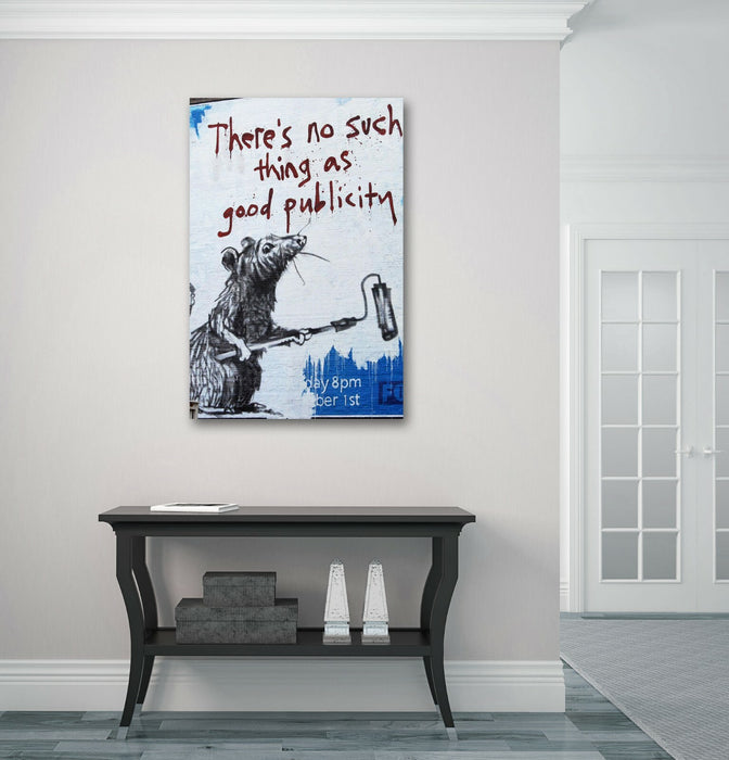BANKSY CANVAS STREET WALL ART PRINT ARTWORK RATS - NO SUCH THING GOOD PUBLICITY