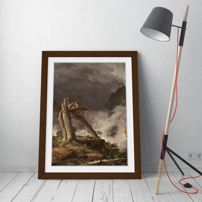 Framed Art Poster With Woodgrain Frame Finish – Mountain Landscape Artwork 4 Sizes