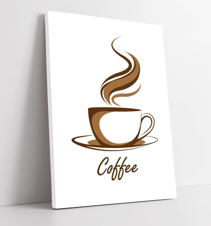 Coffee Cup Canvas - Brown Coffee Illustration | Premium Canvas Wall Art for Home Cafe Decor
