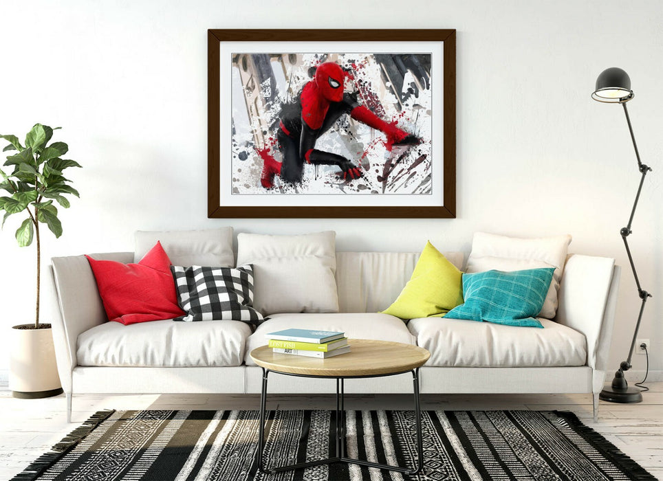 Spiderman Framed Poster - Marvel Superhero Art Print | Handmade UK Frame, Matte Paper