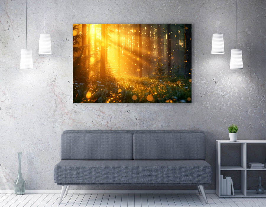 SPARKLING SUNLIGHT FOREST LANDSCAPE HOME DECOR CANVAS WALL ART PICTURE PRINT