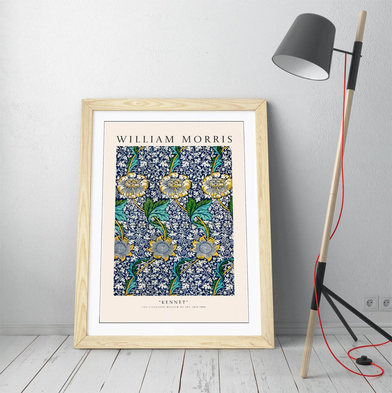 Framed Wall Art - William Morris 'Kennet' Plant Decor Poster Print With Wood Grain Frame