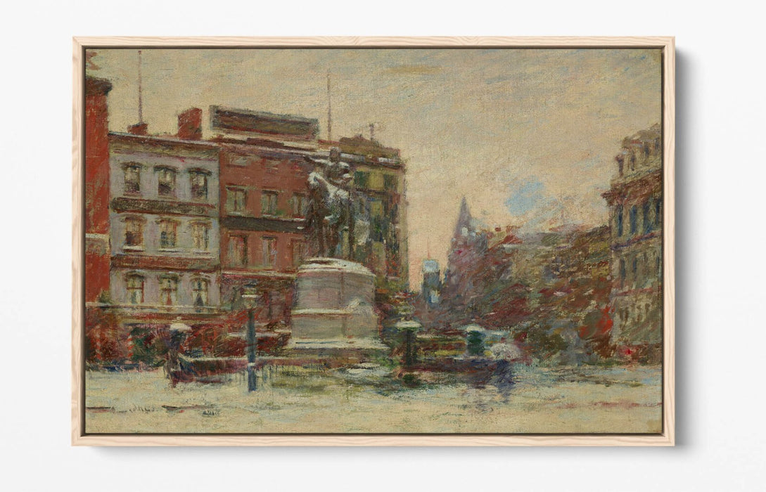THEODORE ROBINSON, UNION SQUARE WINTER -FLOAT EFFECT CANVAS WALL ART PIC PRINT