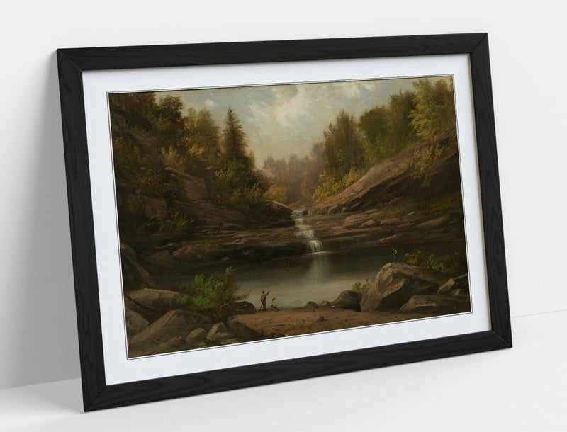Framed Wall Art - Robert S Duncanson Mountain Pool Print with Faux Wood Frame