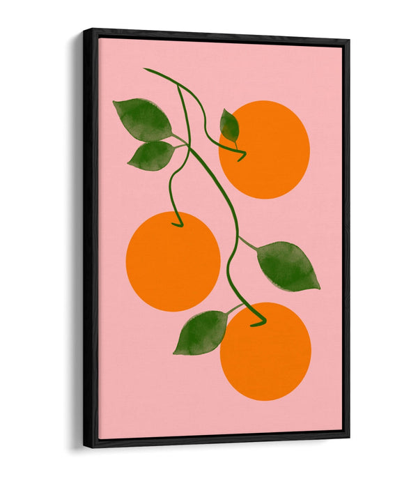 ORANGES ON VINE TRENDY MINIMALIST KITCHEN  -FLOAT EFFECT CANVAS WALL ART PRINT