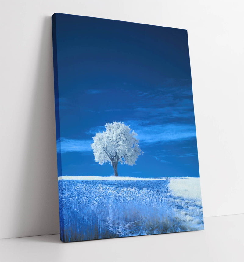 Abstract Canvas Wall Art – Blue Tree Painting | Handmade Vibrant Canvas Print