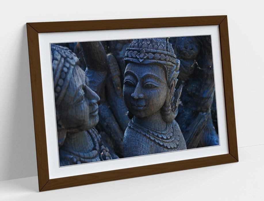 Buddha Wall Art - Grey Buddha Statue Print | Handmade Buddhist Art Decor