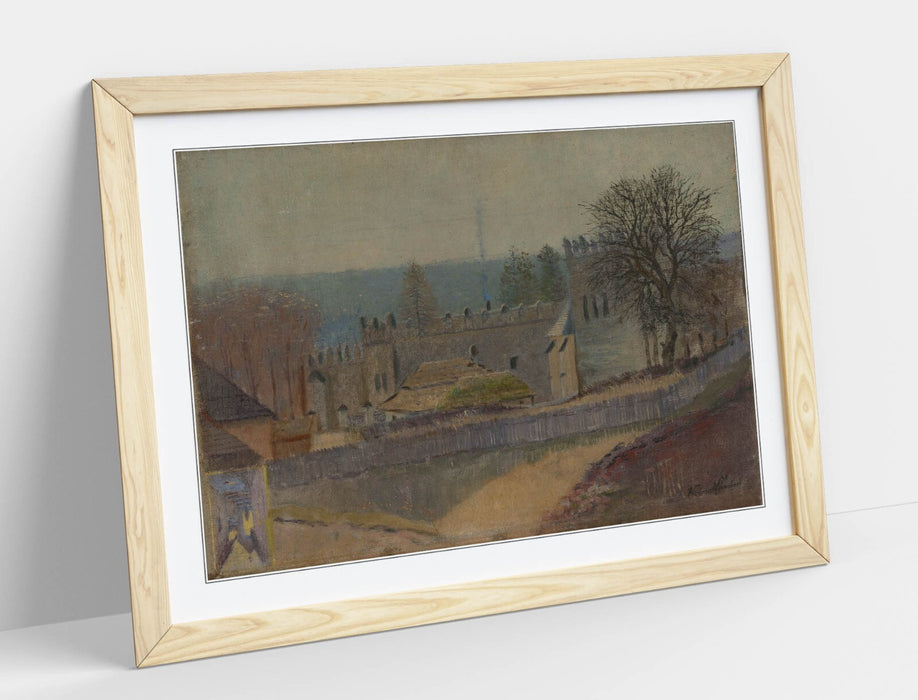 Framed Wall Art - Ferdinand Katona View Of Strazky Print With Natural Wood Frame