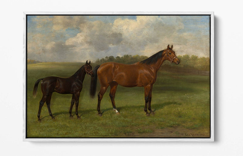 Canvas Wall Art Print Featuring Perdita II With Foal | Premium Float Effect Canvas UK