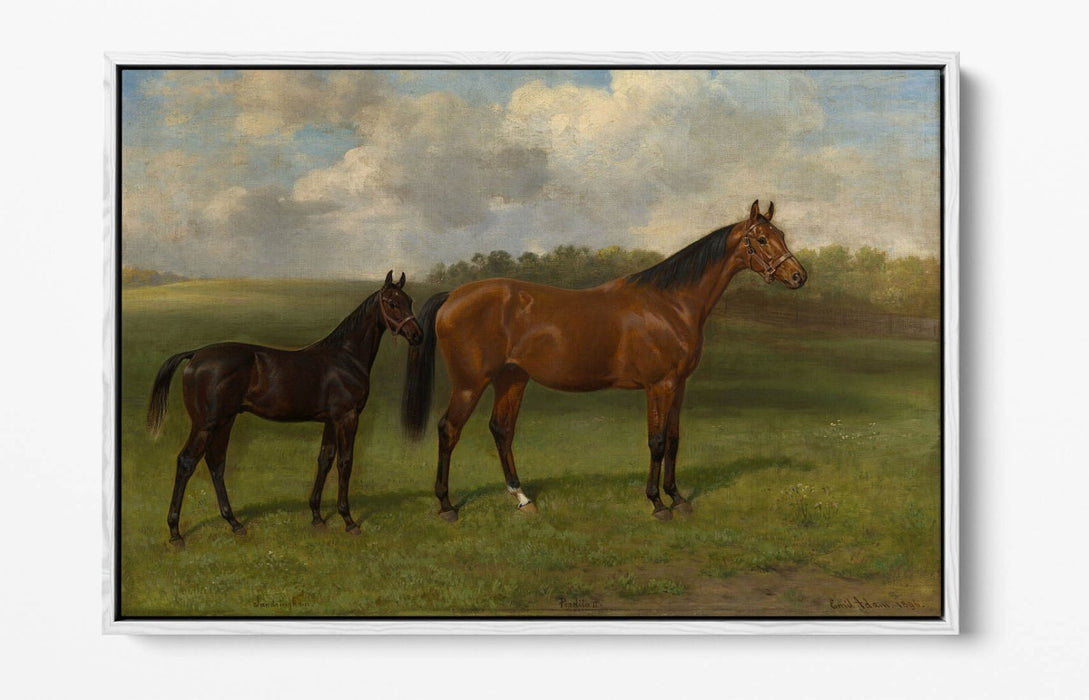 EMIL ADAM, PERDITA II WITH HER FOAL -FLOAT EFFECT CANVAS WALL ART PRINT