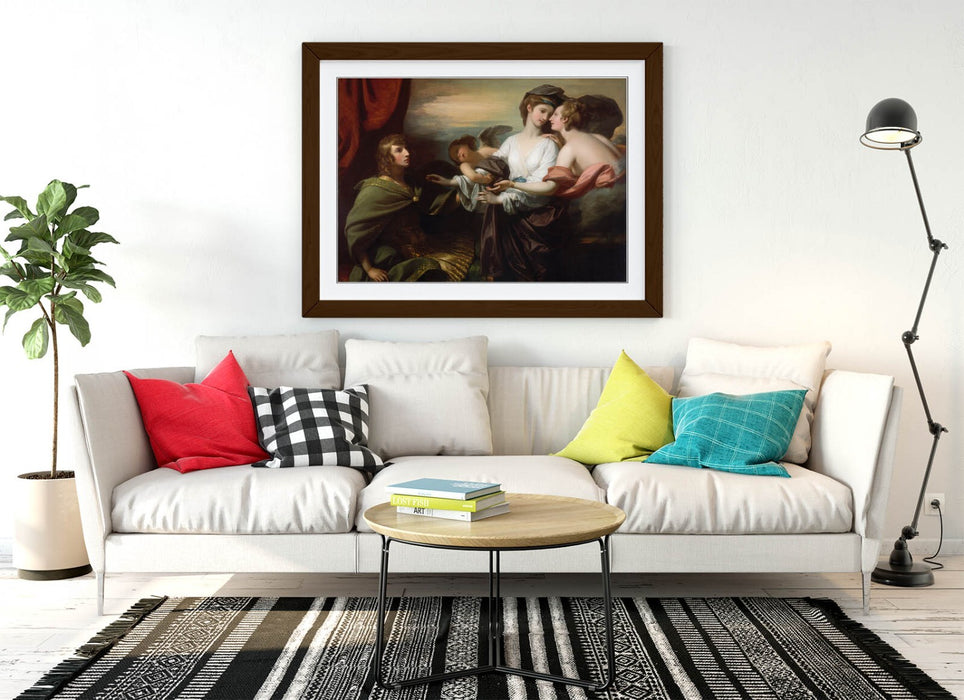 Framed Wall Art Poster - Benjamin West Helen Brought to Paris Print with Wood Grain Frame