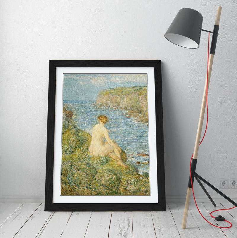 Framed Wall Art - 'Childe Hassam, Nymph And Sea' Print On Matte Paper