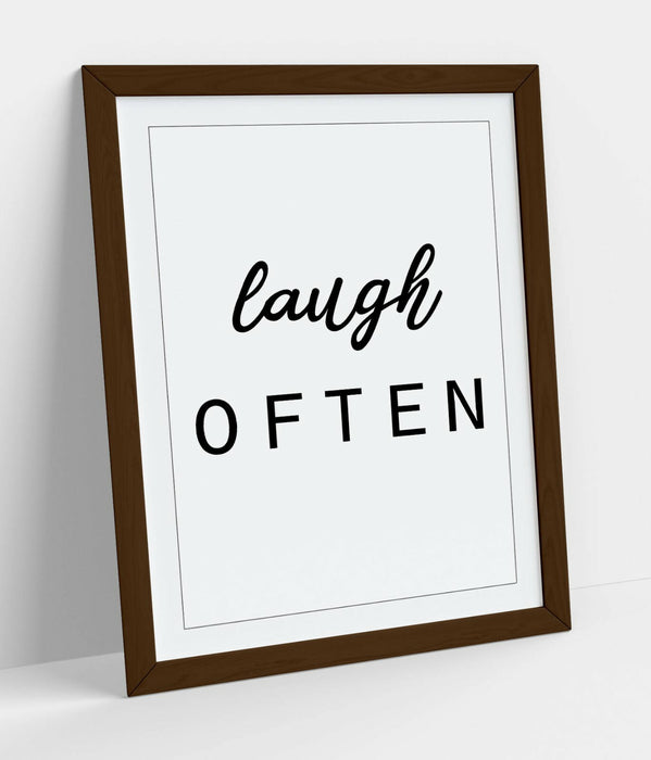 "LAUGH OFTEN" INSPIRATIONAL QUOTE SLOGAN HOME -FRAMED WALL ART PICTURE PRINT