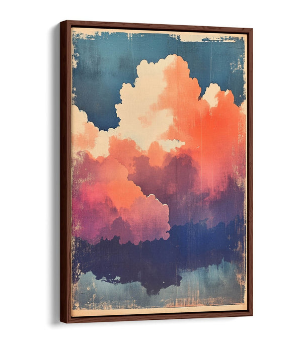 Canvas Wall Art - Pink Clouds On Blue Sky | Float Effect, Ready To Hang