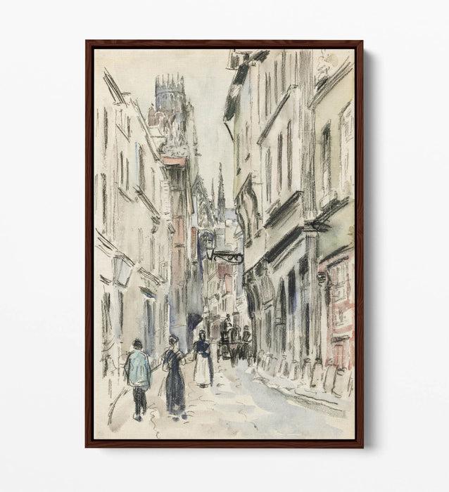 CAMILLE PISSARRO, RUE DAMIETTE ROUEN -FLOAT EFFECT CANVAS WALL ART PRINT