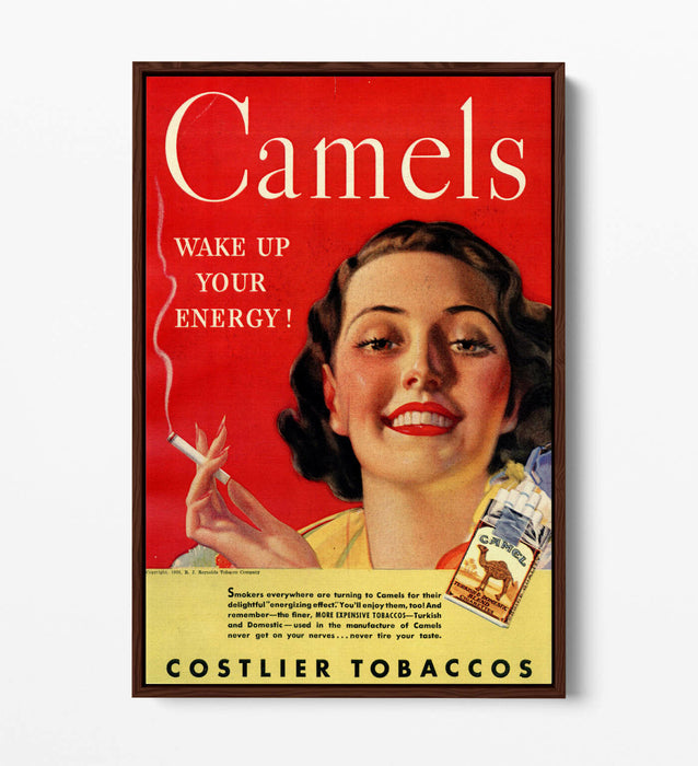 VINTAGE RETRO CAMELS CIGARETTES ADVERTISEMENT -FLOAT EFFECT CANVAS ART PRINT