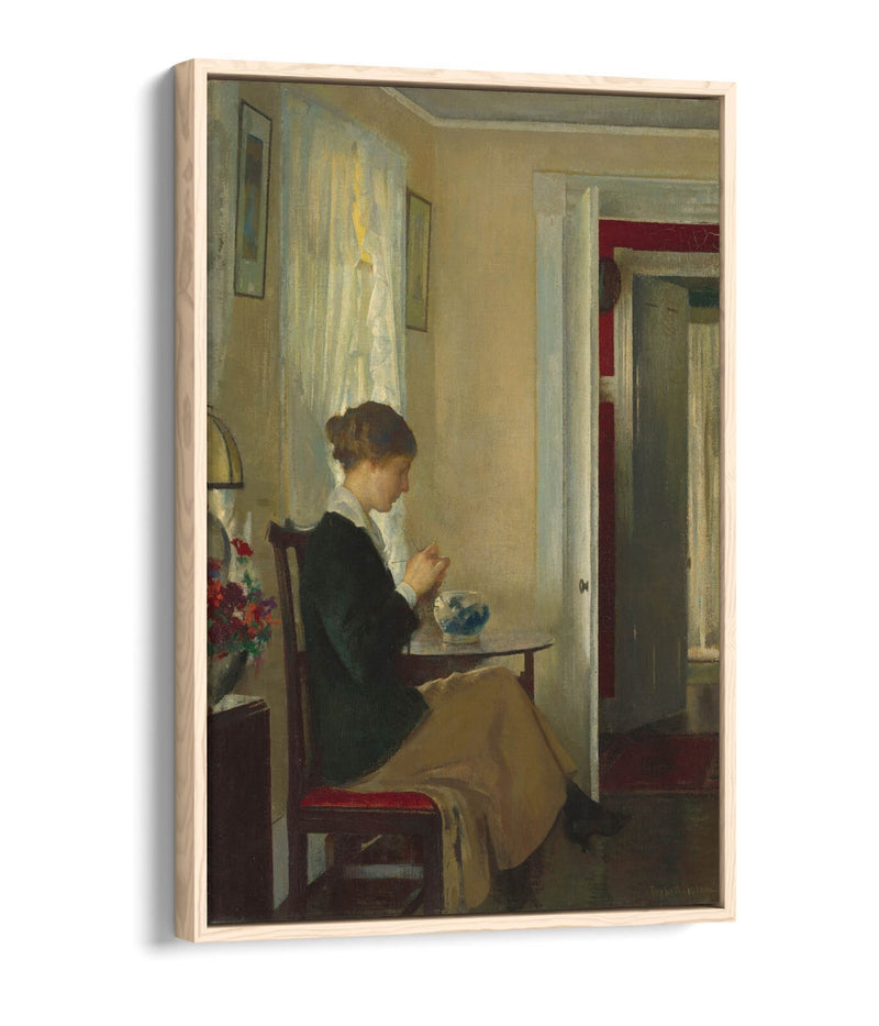 Canvas Wall Art Print - Edmund Charles Tarbell Josephine Knitting Float Effect | Premium Handmade UK