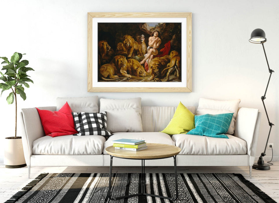 PETER PAUL RUBENS, DANIEL IN THE LION'S DEN -FRAMED ART POSTER PRINT 4 SIZES