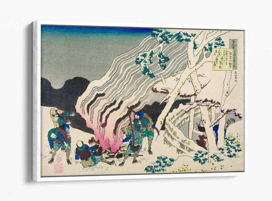 HOKUSAI, FIRE IN THE SNOW -FLOAT EFFECT CANVAS WALL ART PIC PRINT- JAPANESE ART