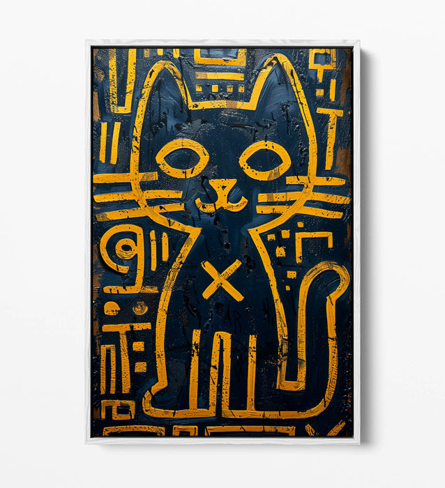 Graffiti Canvas Art – Yellow Cat Print on Float Frame Canvas Wall Decor