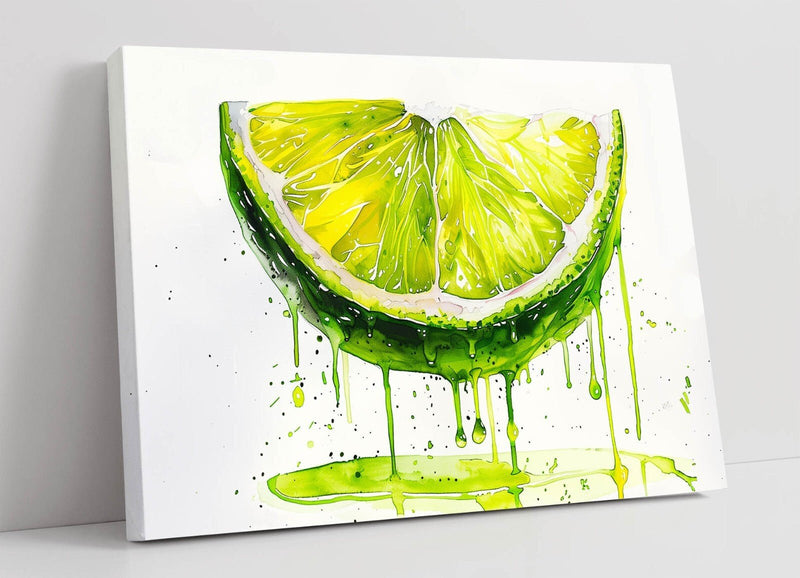 Green Lime Canvas Art - Juicy Lime Splash Painting | Vibrant Canvas Print, Ready To Hang