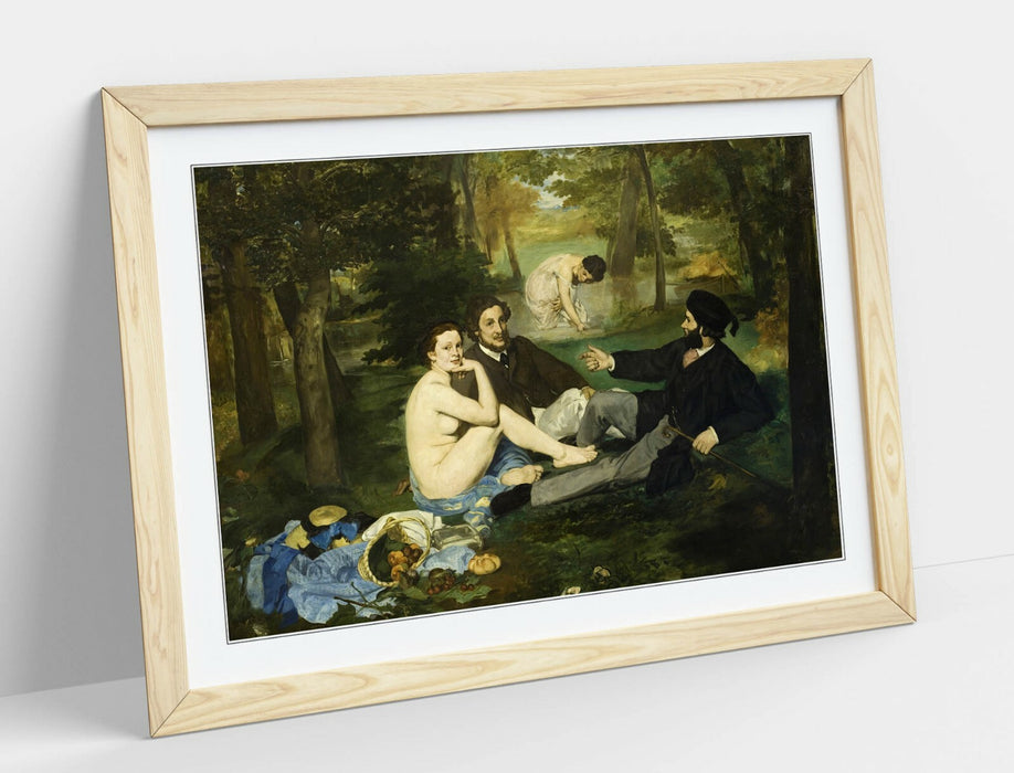 Framed Art Poster – Manet Luncheon Print With British Handmade Woodgrain Frame