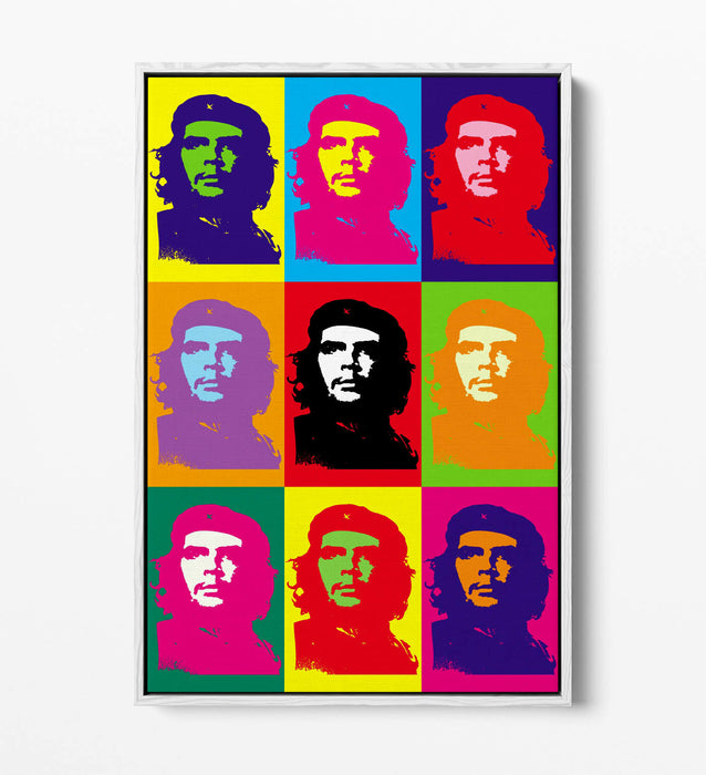 CHE GUEVARA COLOURFUL POP ART -FLOAT EFFECT CANVAS WALL ART PRINT