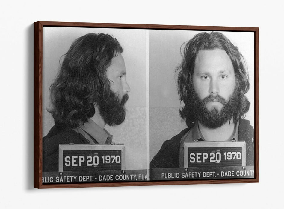 JIM MORRISON MUGSHOT 2 -FLOAT EFFECT CANVAS WALL ART PIC PRINT- BLACK & WHITE