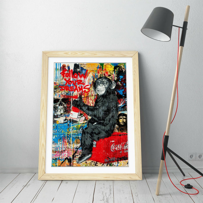 FOLLOW YOUR DREAMS GRAFFITI -ART FRAMED POSTER PICTURE PRINT ARTWORK- RED BLUE