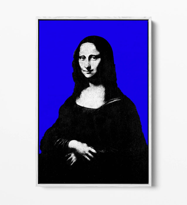 MONA LISA POP ART DA VINCI BLUE BACKGROUND -FLOAT EFFECT CANVAS WALL ART PRINT