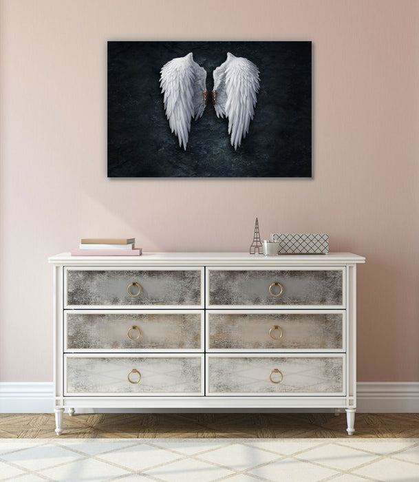 FALLEN BROKEN ANGEL WINGS BANKSY WHITE CANVAS STREET WALL ART PICTURE PRINT  XL