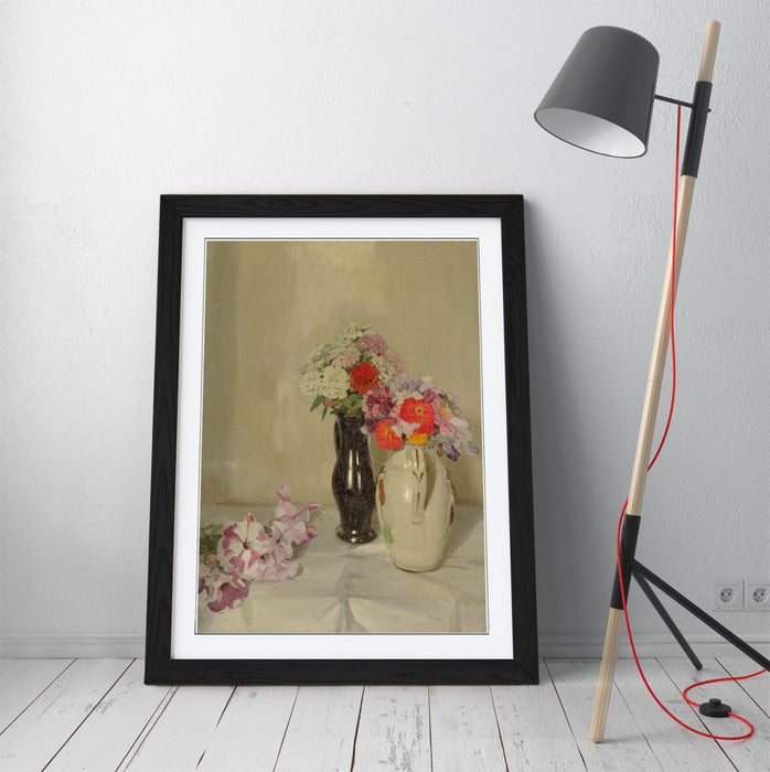 Framed Wall Art Featuring William Nicholson Zinnias - Handmade UK Print