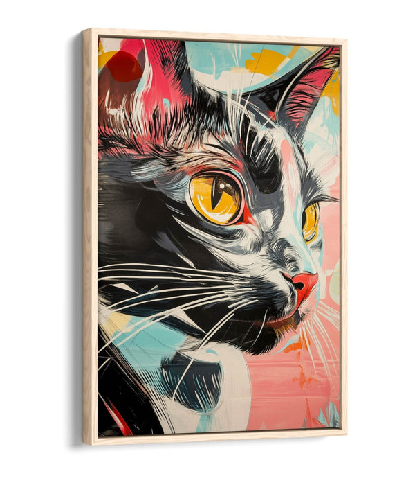 Cat Graffiti Canvas Art - Multi Colour Float Effect Canvas With Premium Varnish