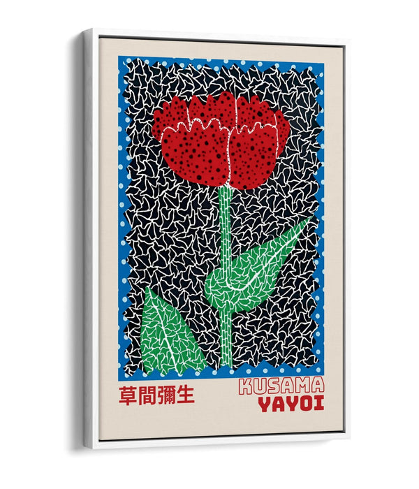 YAYOI KUSAMA RED ROSE FLORAL CONTEMPORARY DECOR FLOAT EFFECT CANVAS ART PRINT