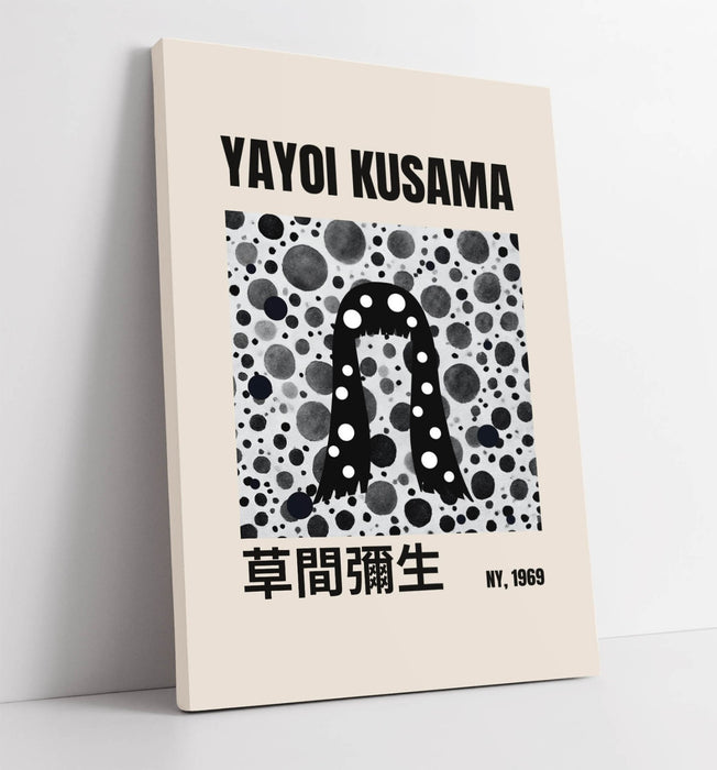 Yayoi Kusama Canvas Art – Black and White Polka Dot Wall Art Print | Handmade, Ready to Hang