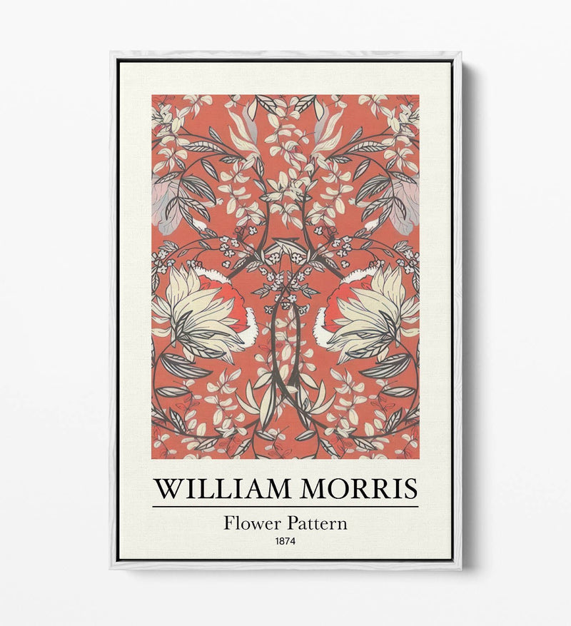 Floral Canvas Art – Handmade UK Canvas With Vibrant Flower Pattern Print & Float Effect Frame