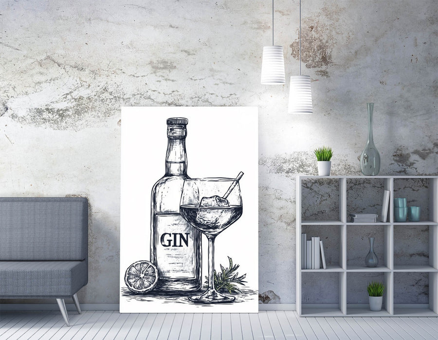 Gin Canvas Wall Art – Handmade Kitchen Wall Art With Vibrant Ink Print
