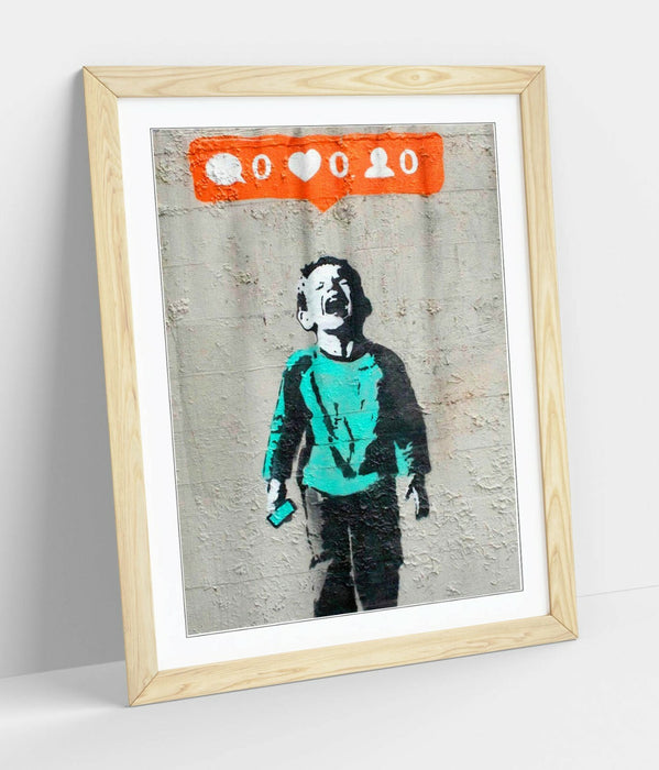 BANKSY "NO SOCIAL MEDIA" -FRAMED WALL ART PICTURE PRINT- GRAFFITI STREETART