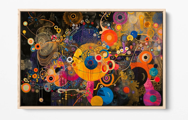 Float Effect Canvas Art - Abstract Multi Colour Artwork on Custom Deep Frame
