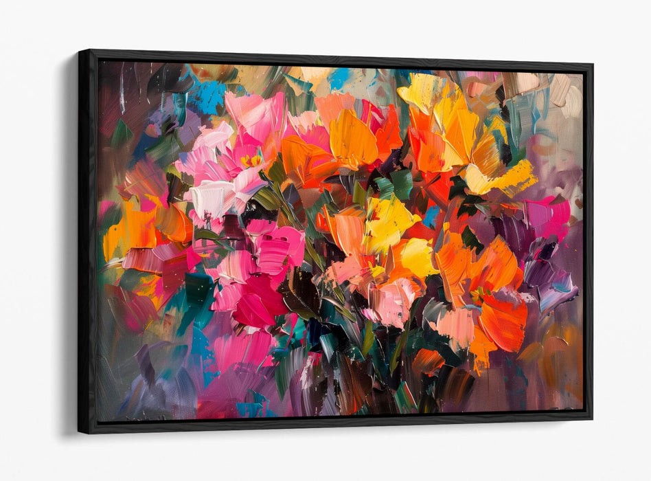 Post Impressionism Canvas - Multi Colour Still Life Flowers Float Effect Art Print