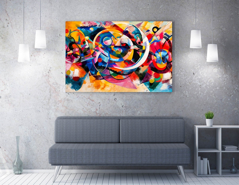Canvas Wall Art Abstract Multi Colour Pattern Kandinsky Style Print - Handmade