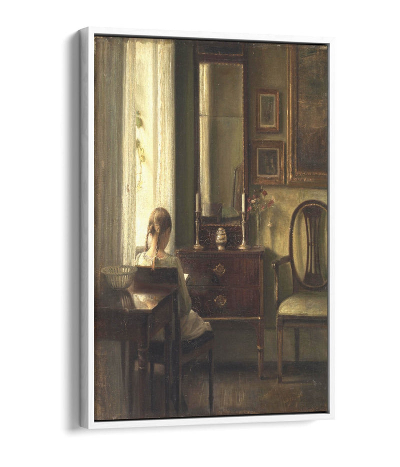 Float Effect Canvas Art - Young Girl Reading | Premium Varnish Finish, Ready To Hang