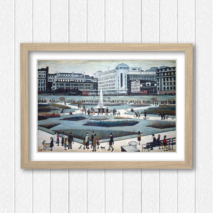 Piccadilly Gardens People FRAMED WALL ART PRINT PAINTING 4 SIZE LS Lowry Style