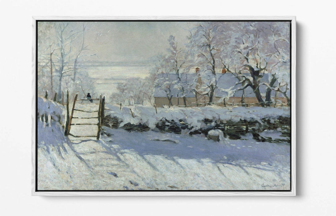 Float Effect Canvas Art – Claude Monet The Magpie Blue Grey Wall Decor