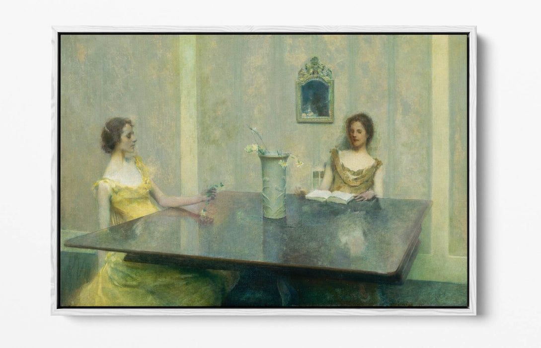 THOMAS WILMER DEWING, A READING -FLOAT EFFECT CANVAS WALL ART PRINT