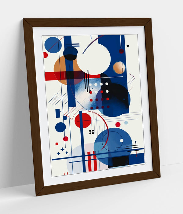 Framed Wall Art - Blue Red Abstract Kandinsky Style Modern Print - UK Handmade