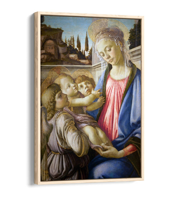 SANDRO BOTTICELLI, VIRGIN & CHILD WITH TWO ANGELS -FLOAT EFFECT CANVAS ART PRINT